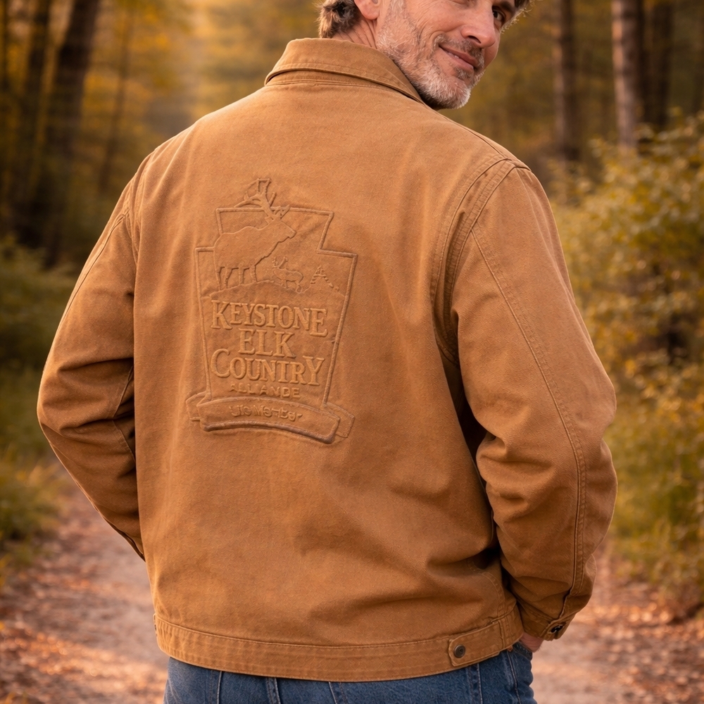 Men's Embossed  Dickies Elk Deer Rare Workwear Jacket - Durable Canvas Coat